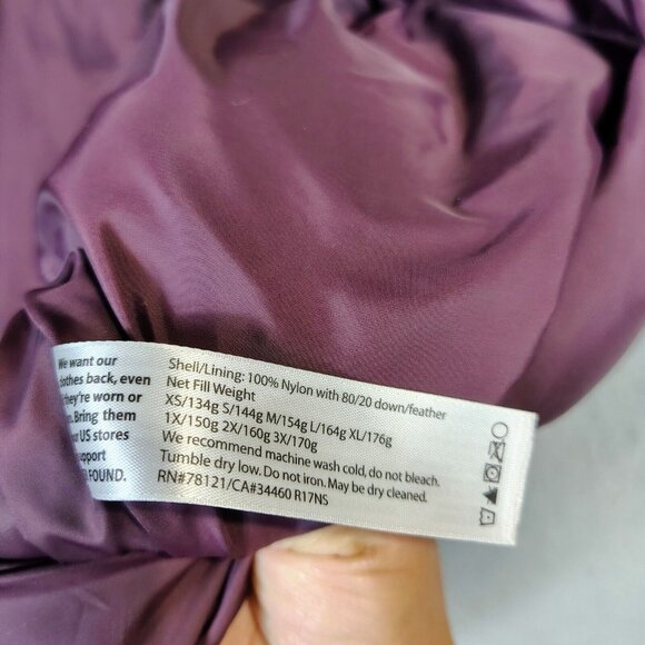 Eileen Fisher Coat Womens Large Maroon Down Parka Hooded Winter Oversized Preppy - Picture 15 of 15